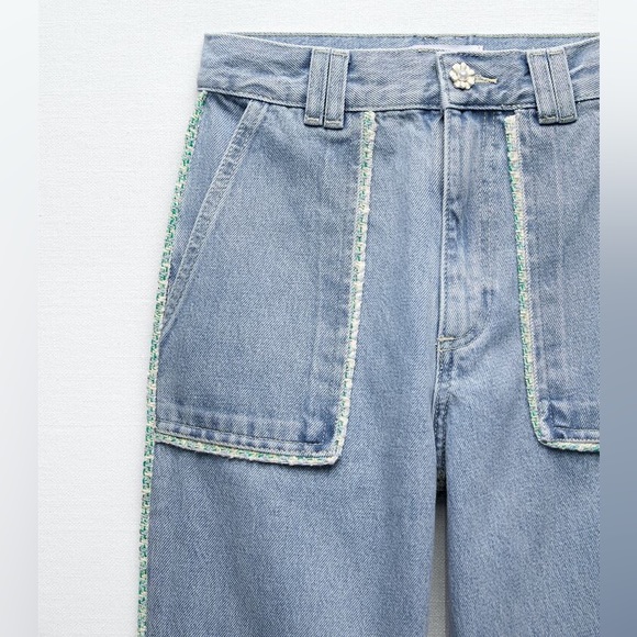 LAST🔥Zara Denim Matching 2 Piece Set! Stitch & Rhinestone Detail. - Picture 12 of 15